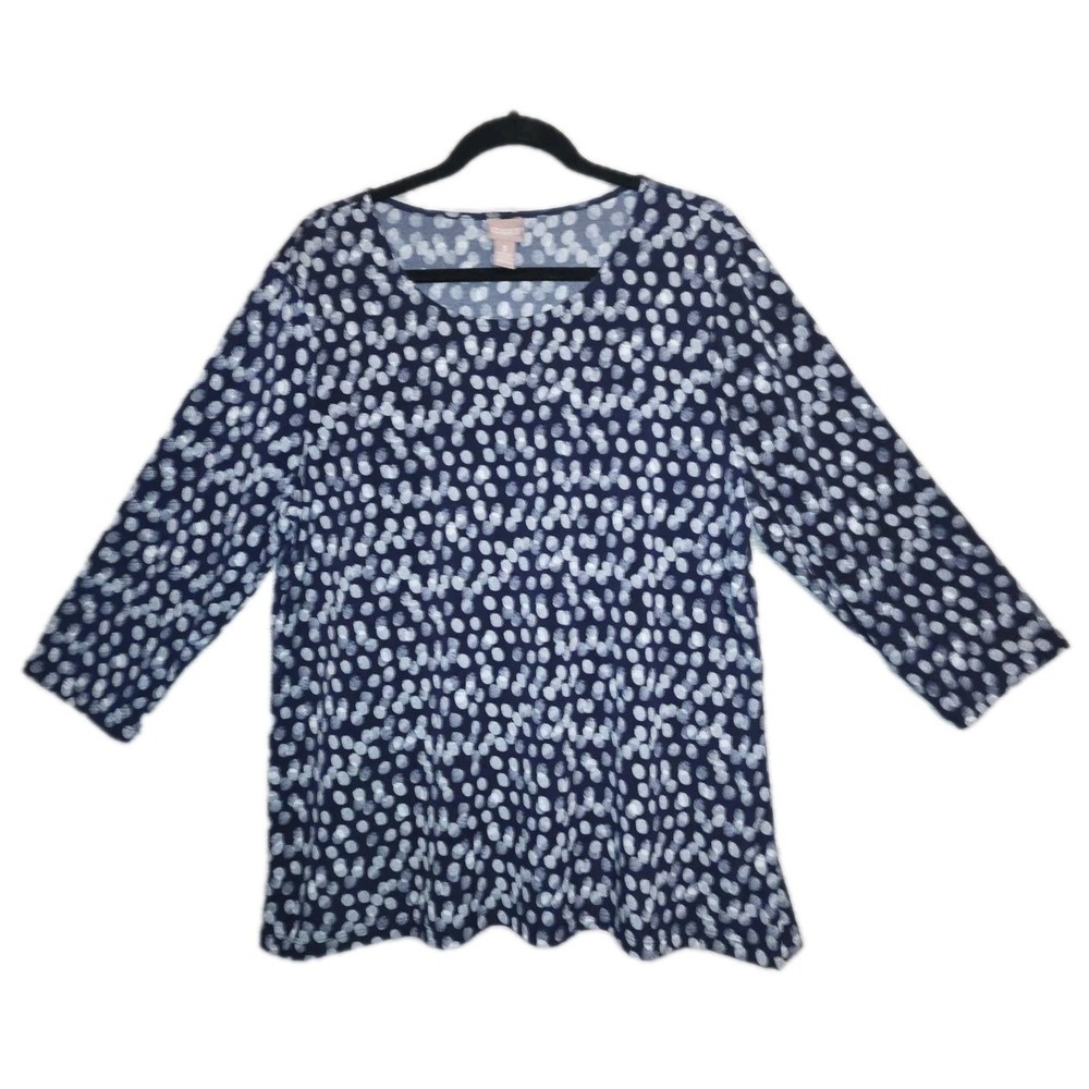 Chico's Size 3 Womens Long Sleeve Blouse Comfort Stretch Shirt Office Career Top